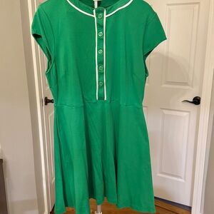 New York & Company Green Dress with White Accents